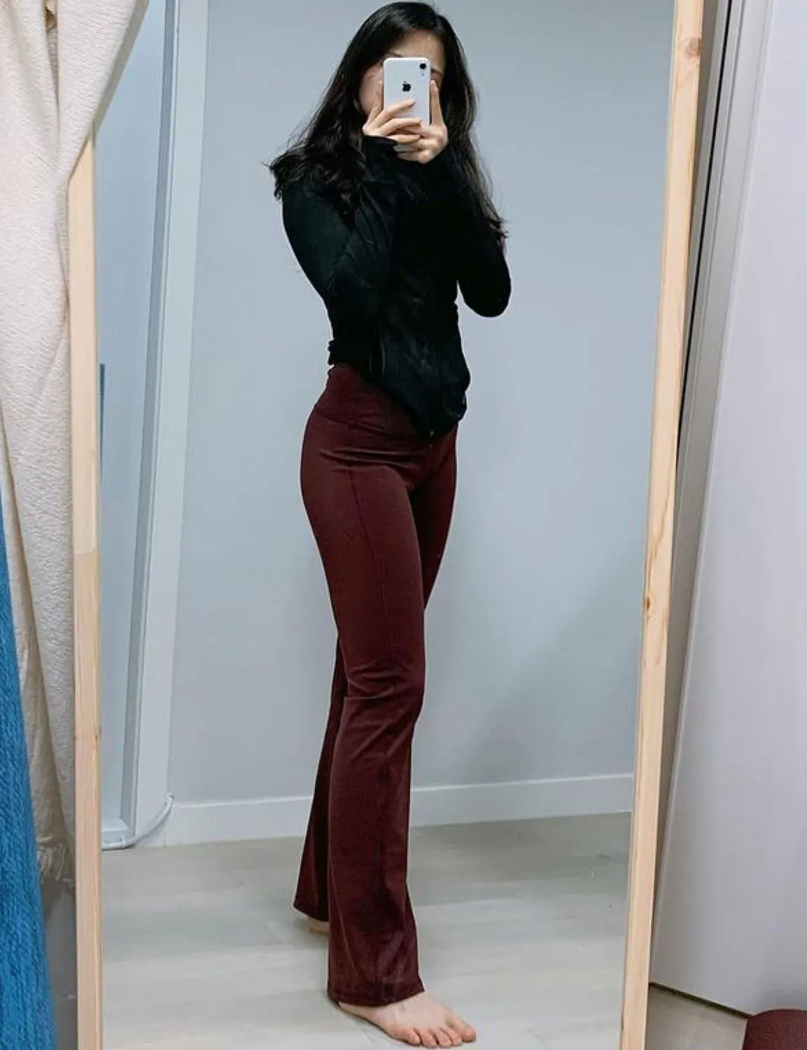 29" 31" 33" 35" 37" High Waist Bootcut Leggings Mahoganymaroon ins