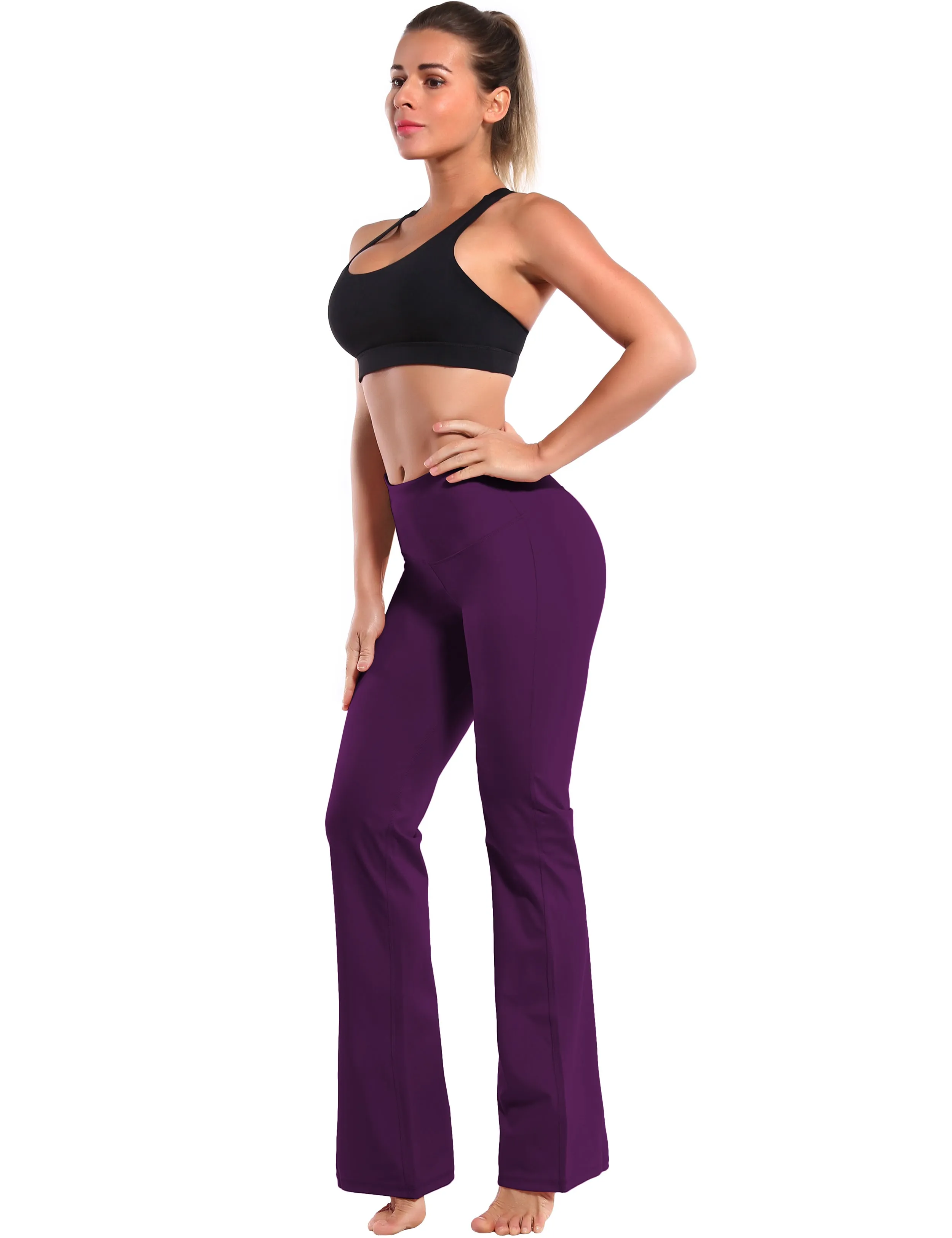 29" 31" 33" 35" 37" High Waist Bootcut Leggings Plum