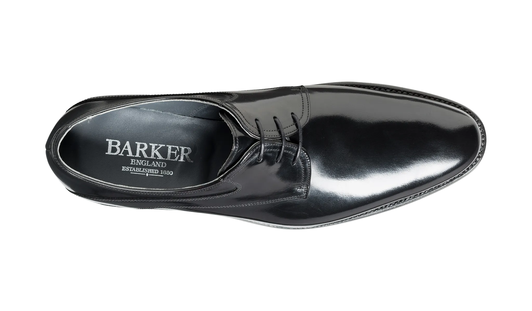 Barker Wickham Plain Fronted Derby - Hi Shine Black