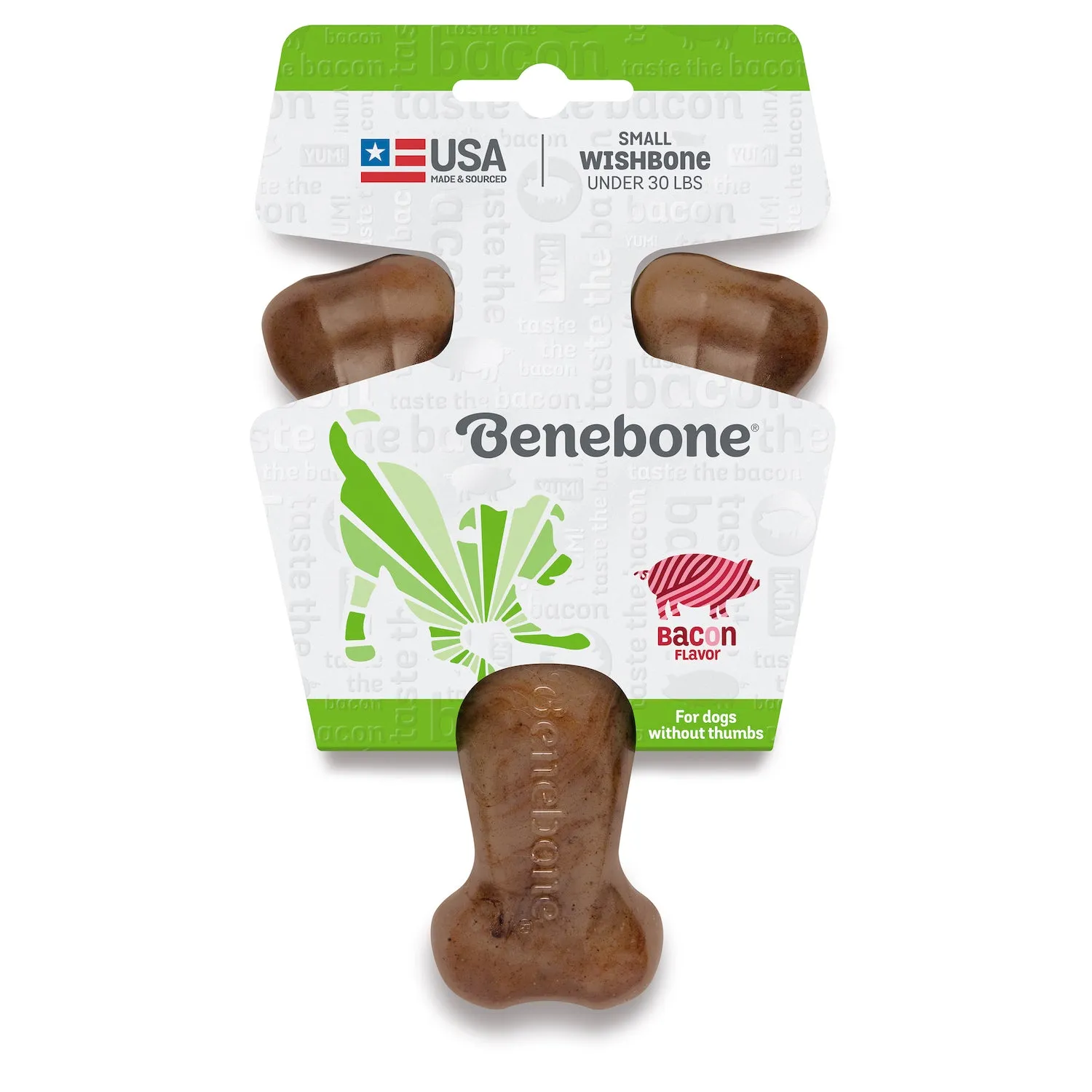 Benebone Wishbone Durable Dog Chew Toy, Real Bacon