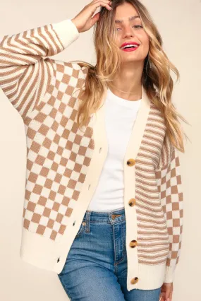 Checker & Stripe Cardigan