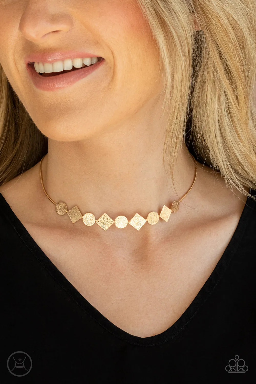 Don't Get Bent Out Of Shape - Gold Choker Necklace