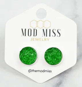 Druzy Stud Earring Green