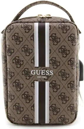 Guess 4G Printed Stripes Organizer Travel Bag Brown - GUHBP4RPSW