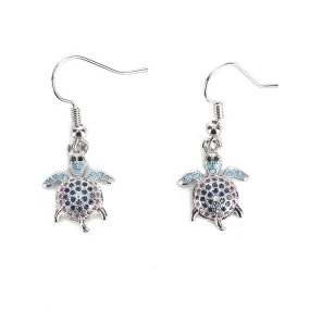 JW Crystal Earring Turtle Silver