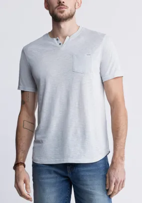 Kadyo Men's Pocket Henley Top in Charlie Grey - BM24345