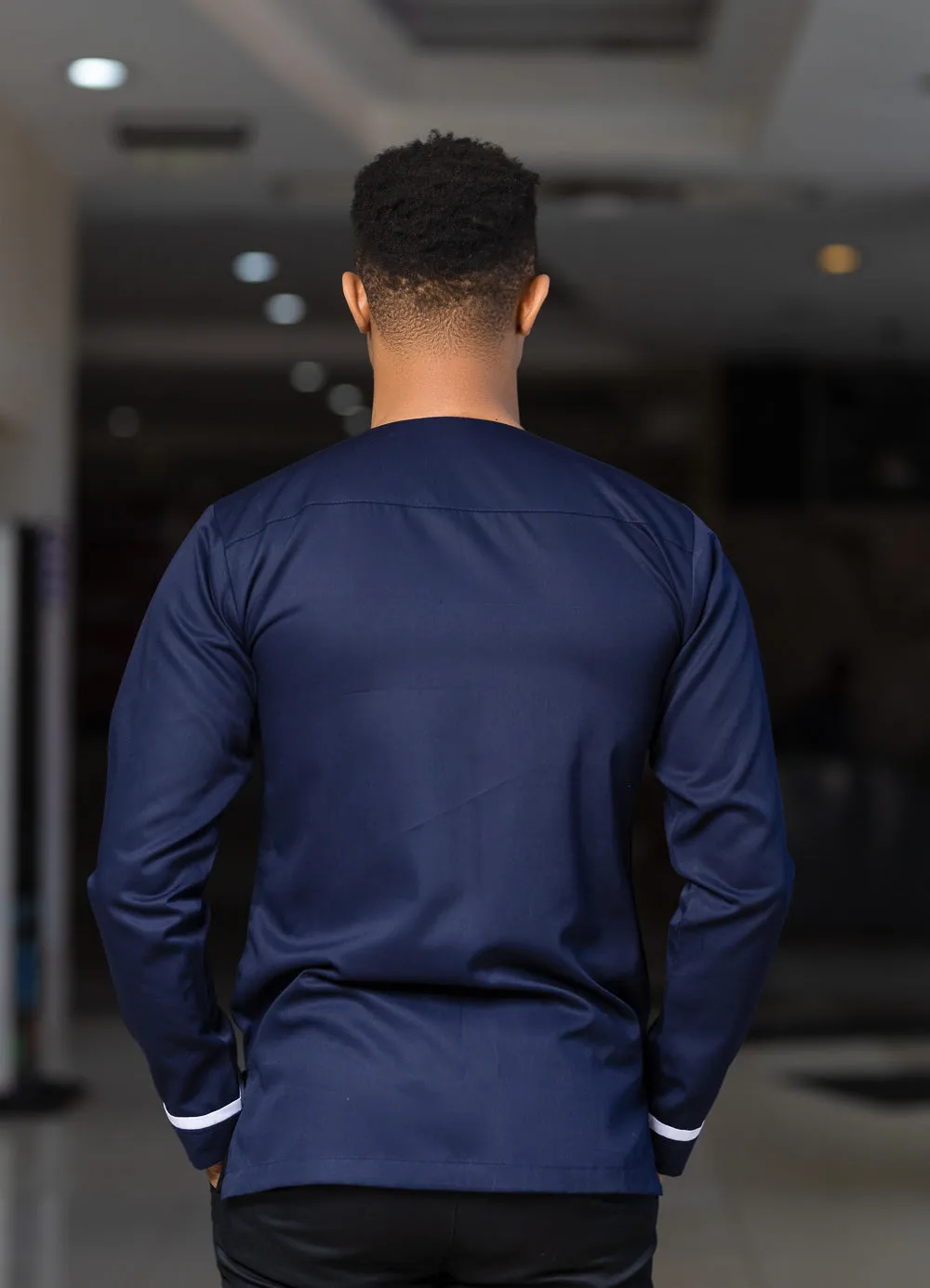 Navy stripped round neck ankara shirt