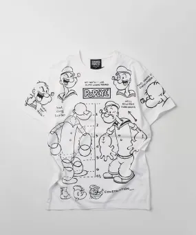 Popeye Construction Embroidered Short Sleeve Tee - White