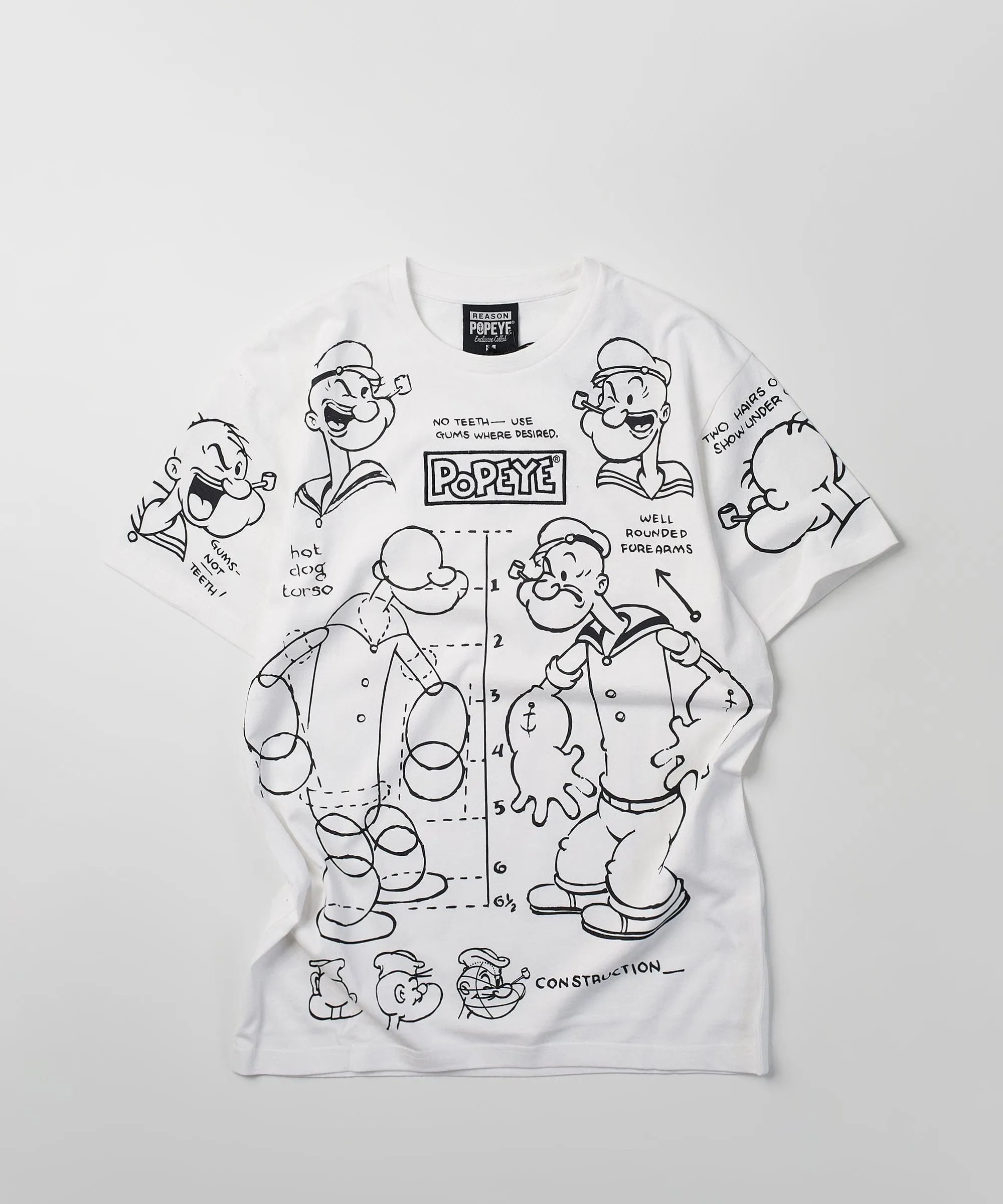 Popeye Construction Embroidered Short Sleeve Tee - White