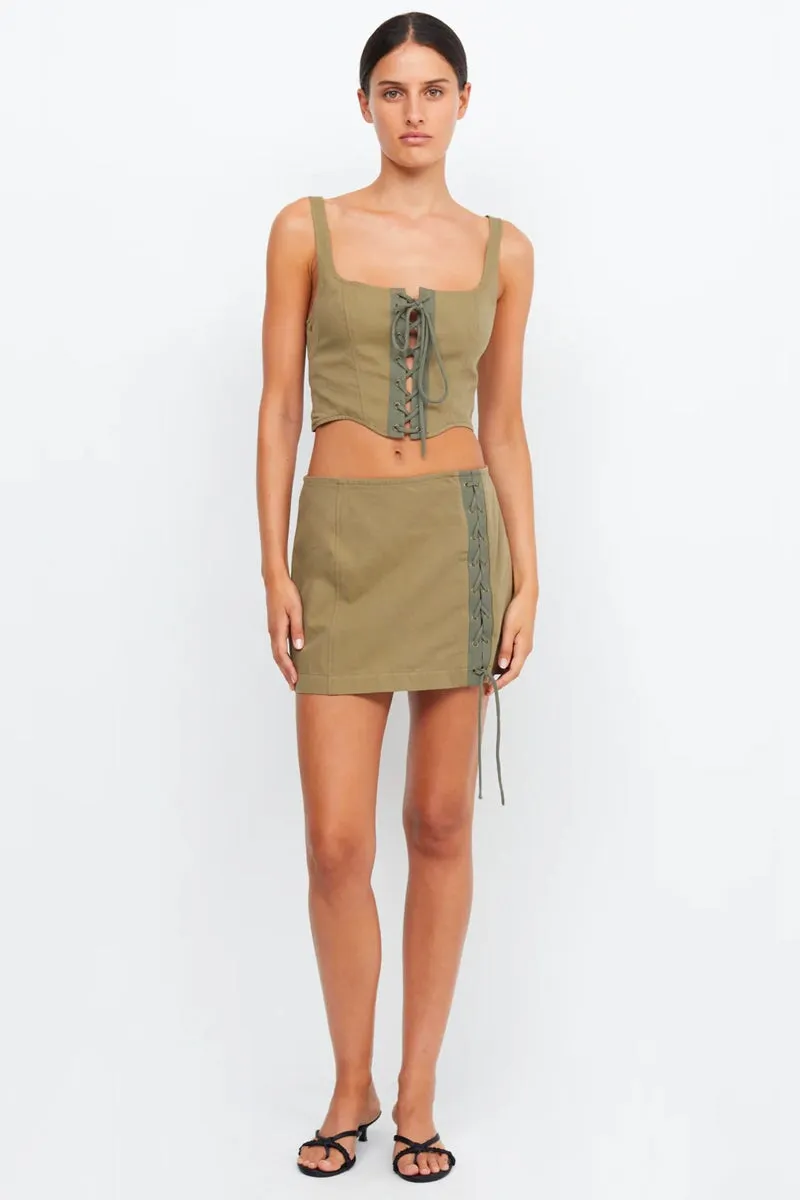 REMI CORSET TOP-SPLICED KHAKI