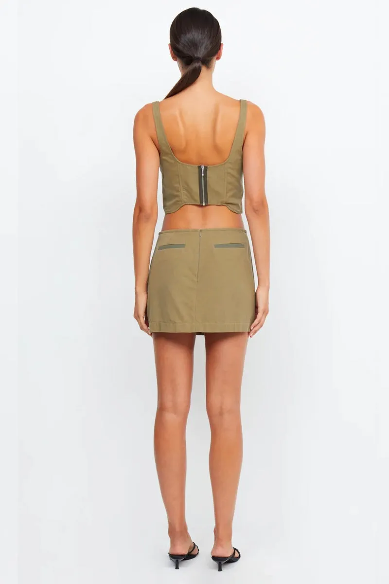 REMI CORSET TOP-SPLICED KHAKI