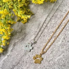 SHORT GOLD PAW PRINT / DOG FOOTPRINT NECKLACE