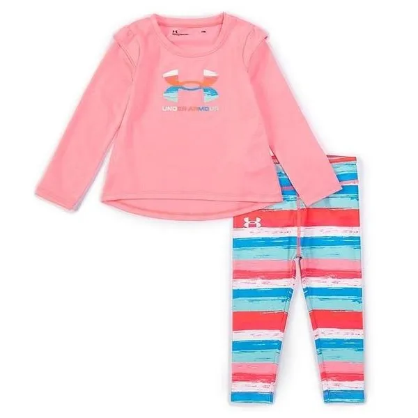 Under Armour Newborn Pink Craze Stripe Logo Set