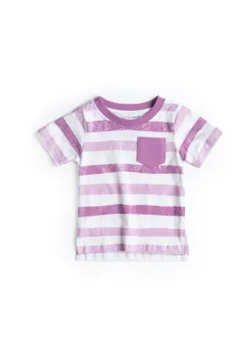 Watercolor Striped Classic Tee - Dusty Plum