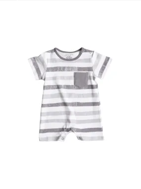 Watercolor Striped Shorty Romper - Charcoal