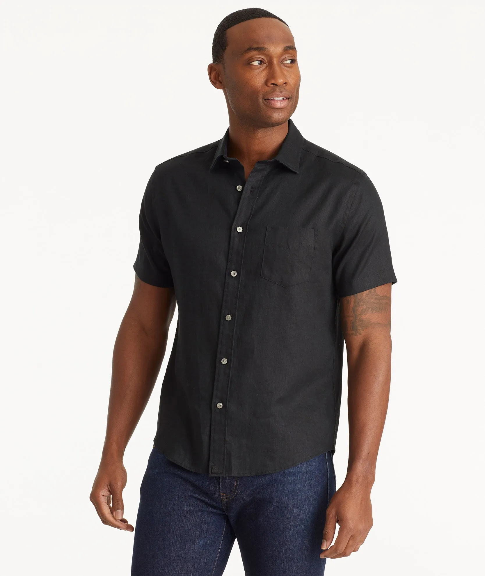 Wrinkle-Resistant Linen Short Sleeve Cameron Shirt