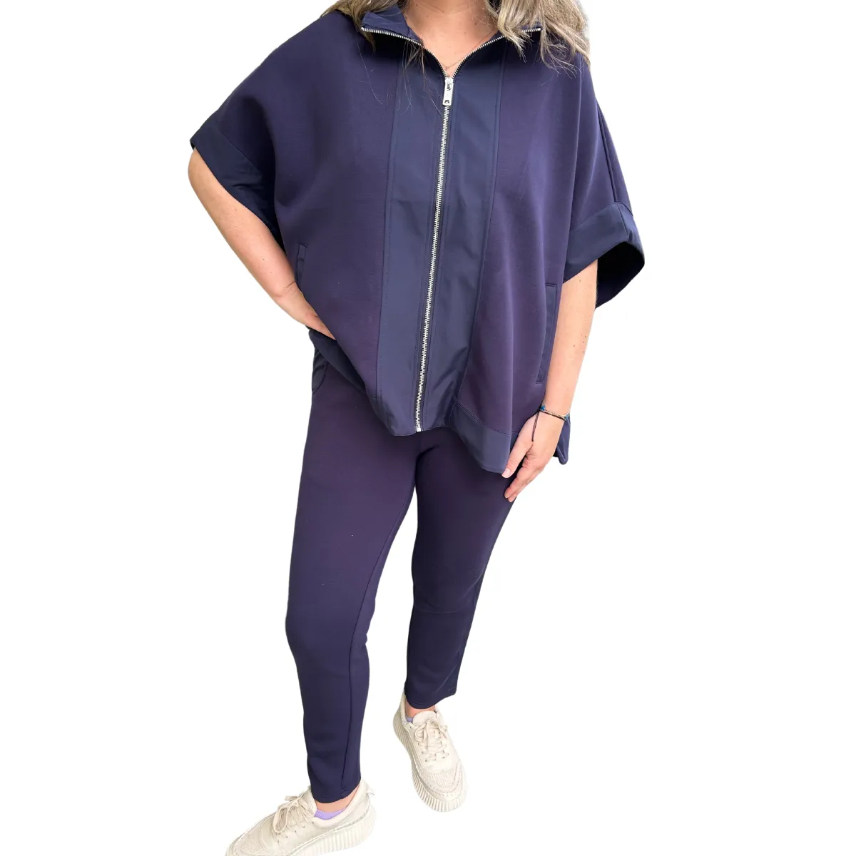 Zip Up Lounge Set - (navy or white)